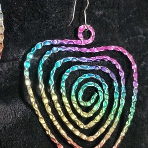 Multicolor Spiral Heart Earrings
